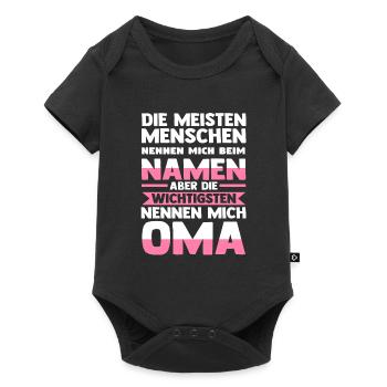 Oma Familie Enkelkinder Geschenk - Baby Premium Kurzarmbody - Schwarz - Vorne