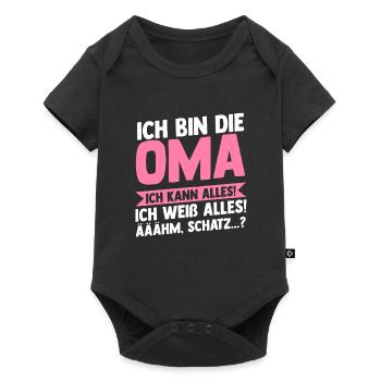 Oma Familie Enkelkind Geschenk - Baby Premium Kurzarmbody - Schwarz - Vorne