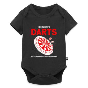 Darts Darten Dartscheibe Geschenk - Baby Premium Kurzarmbody - Schwarz - Vorne