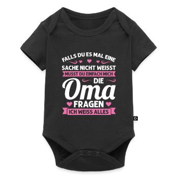 Oma Mutter Tag Omi Geschenk - Baby Premium Kurzarmbody - Schwarz - Vorne