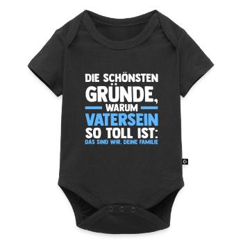 Papa Familie Papas Geschenk - Baby Premium Kurzarmbody - Schwarz - Vorne