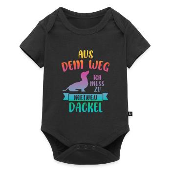 Dackel Hund Dachshunde Geschenk - Baby Premium Kurzarmbody - Schwarz - Vorne