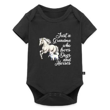 Pferd Pferde und Hund Hund Geschenk - Baby Premium Kurzarmbody - Schwarz - Vorne