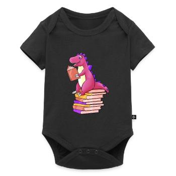 Dino lit des livres - Body à manches courtes Premium Bébé - noir - Devant