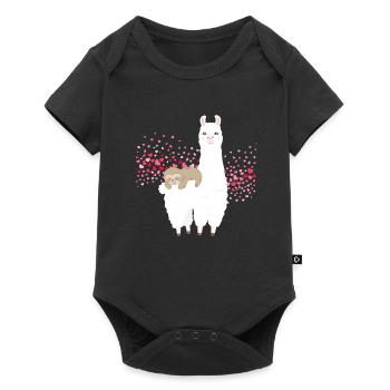 Sloth Alpaca Lama Sleeps Rides Heart Riding - Baby Premium short-sleeve bodysuit - black - Front