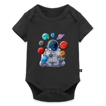 Astronaut Planet Jongleur - Baby Premium Kurzarmbody - Schwarz - Vorne