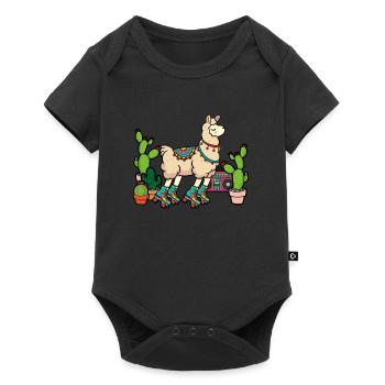 Llama Disco Roller Cactus - Baby Premium short-sleeve bodysuit - black - Front