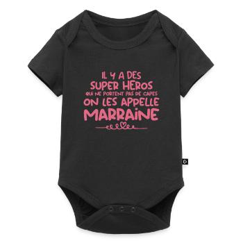 Marraine Super Héros - Humour Marraine - Body à manches courtes Premium Bébé - noir - Devant