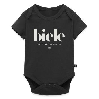 Biele Hallo habt ihr Hunger? - Baby Premium Kurzarmbody - Schwarz - Vorne