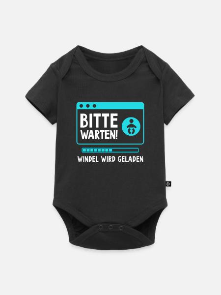 Bitte warten! Windel wird geladen - Baby Premium Kurzarmbody - Schwarz