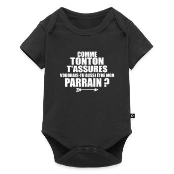 Comme Tonton T'assures Voudrais-tu être Parrain - Body à manches courtes Premium Bébé - noir - Devant