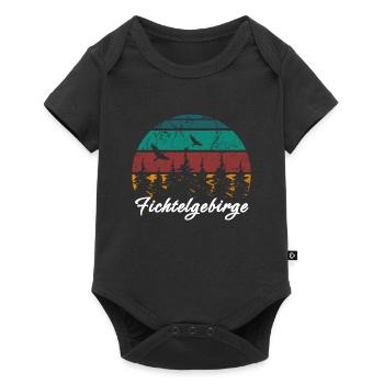 Fichtelgebirge Berg Gebirge Retro Vintage Wandern - Baby Premium Kurzarmbody - Schwarz - Vorne