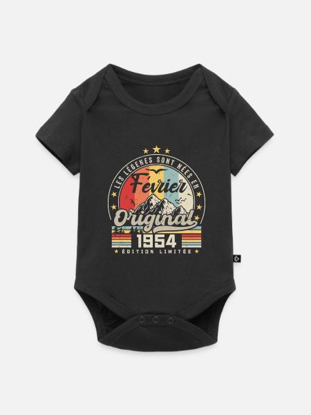 Février 1954 Cadeau 70e Anniversaire Février 1954 - Body à manches courtes Premium Bébé - noir