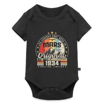 Vintage Mars 1934 Cadeau D'anniversaire 90 Ans - Body à manches courtes Premium Bébé - noir - Devant