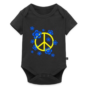 70s Flower Pattern - Baby Premium short-sleeve bodysuit - black - Front