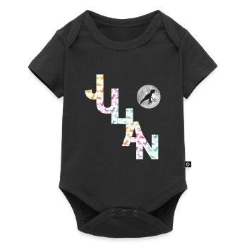 JULIAN - Beau prénom de garçon avec dinosaure - Body à manches courtes Premium Bébé - noir - Devant