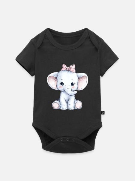 Süßer Baby Elefant - Baby Premium Kurzarmbody - Schwarz