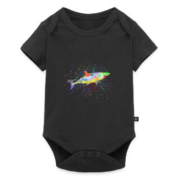 Requin coloré - Body à manches courtes Premium Bébé - noir - Devant