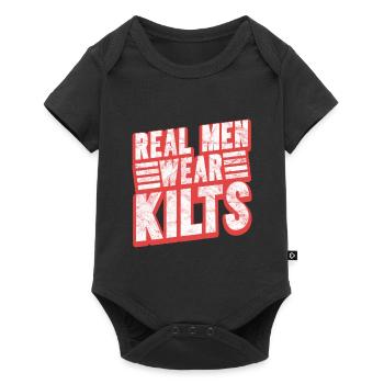 Real Men Wear Kilts- Schottenroch Herrenrock - Baby Premium Kurzarmbody - Schwarz - Vorne