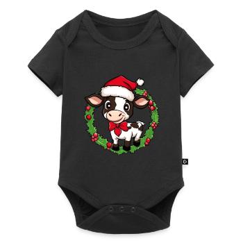 Vaches Noël - Body à manches courtes Premium Bébé - noir - Devant