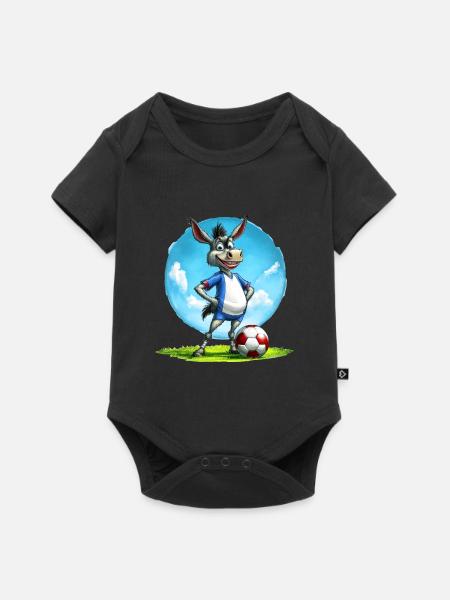 Fussball Esel - Baby Premium Kurzarmbody - Schwarz
