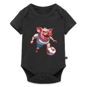 Schweine Fussball - Baby Premium Kurzarmbody - Schwarz - Vorne