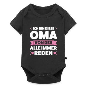 Oma Großmutter Enkelkind Geschenk - Baby Premium Kurzarmbody - Schwarz - Vorne