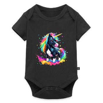 Licorne Coloré Rainbow Pony Enfants - Body à manches courtes Premium Bébé - noir - Devant