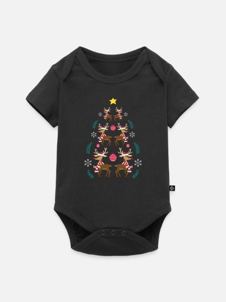 Reindeer Christmas Tree Christmas Christmas - Baby Premium short-sleeve bodysuit - black