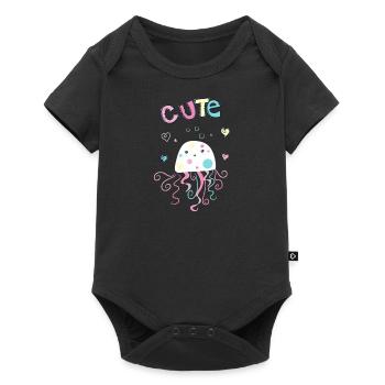 Cadeau mignon de fille de méduse de méduse - Body à manches courtes Premium Bébé - noir - Devant