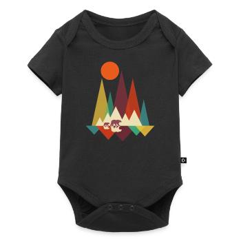 Wander Bär Wandernde Bären - Baby Premium Kurzarmbody - Schwarz - Vorne