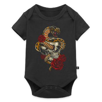 Skull Hardrock Biker - Baby Premium short-sleeve bodysuit - black - Front