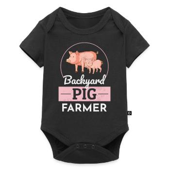 Arrière-cour, Cochon, Agriculteur, Élevage, Ferme, Drôle - Body à manches courtes Premium Bébé - noir - Devant