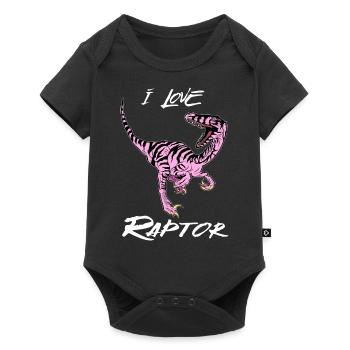 I Love Raptor - cool pink Velociraptor design - Baby Premium short-sleeve bodysuit - black - Front