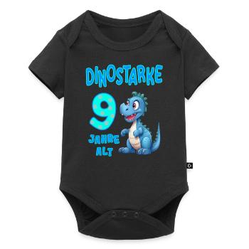 Dinostarke 9 Jahre alt - Kindergeburtstag Dino süß - Baby Premium Kurzarmbody - Schwarz - Vorne