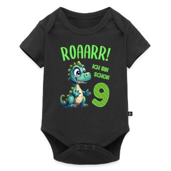 Ich bin schon 9 Jahre alt - Kindergeburtstag Dino - Baby Premium Kurzarmbody - Schwarz - Vorne