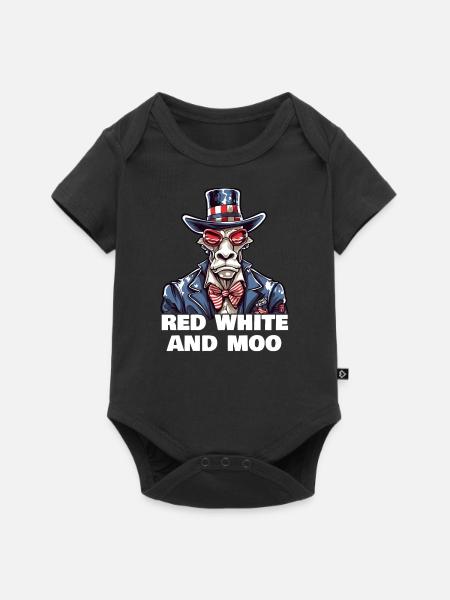 Rot Weiß Und Muh - Baby Premium Kurzarmbody - Schwarz