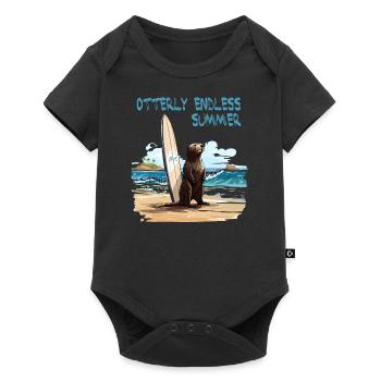 841 Surfing Otter Otterly Stoked Otter 841 - Body à manches courtes Premium Bébé - noir - Devant