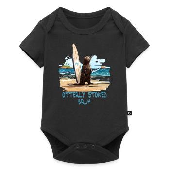 841 Surfing Otter Otterly Stoked Otter 841 - Body à manches courtes Premium Bébé - noir - Devant