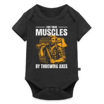 Muscle-Forged Mastery: Lumberjack's Axe Throwing - Baby Premium short-sleeve bodysuit - black - Front