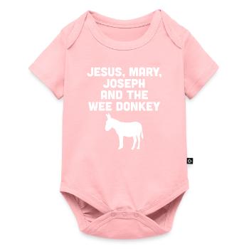 Jesus, Mary, Joseph and the wee donkey - Baby Premium short-sleeve bodysuit - rose - Front