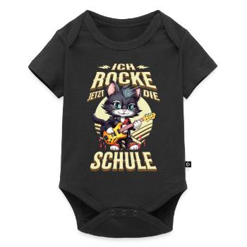 Écolier Inscription à l’école Chat Guitare Rock Musique - Body à manches courtes Premium Bébé - noir - Devant
