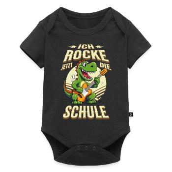 School Child School Enrollment Dino Guitar Rock Music - Baby Premium short-sleeve bodysuit - black - Front