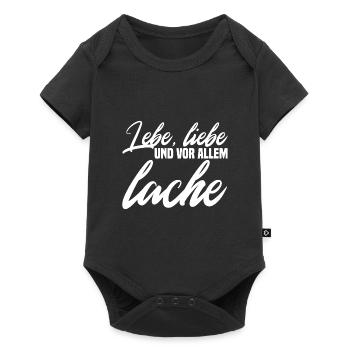 Lebe liebe und vor allem lache weiss lang - Baby Premium Kurzarmbody - Schwarz - Vorne