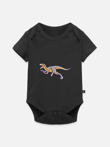Velociraptor - Baby Premium Kurzarmbody - Schwarz
