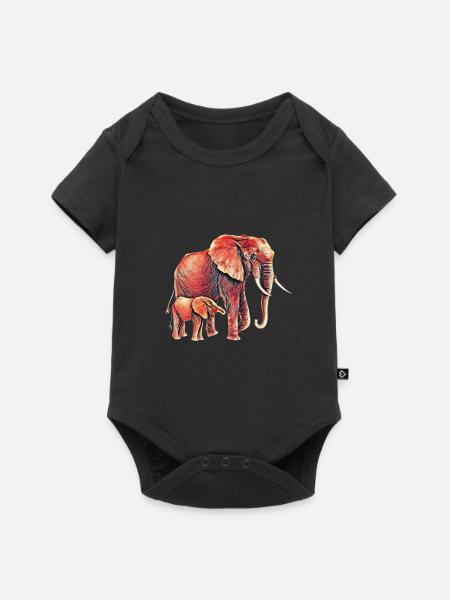 Elefanten - Baby Premium Kurzarmbody - Schwarz
