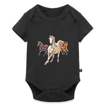 Pferde - Baby Premium Kurzarmbody - Schwarz - Vorne
