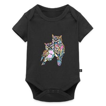 hiboux - Body à manches courtes Premium Bébé - noir - Devant