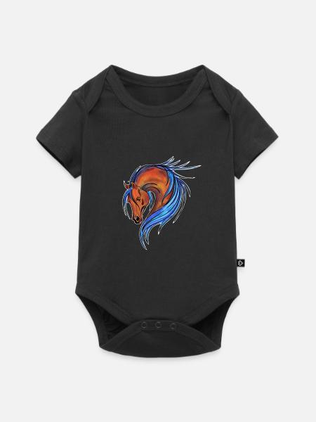 steigendes Pferd Horse - Baby Premium Kurzarmbody - Schwarz
