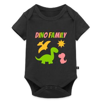Dino family (Dinosaurier, Sonne) - Baby Premium Kurzarmbody - Schwarz - Vorne
